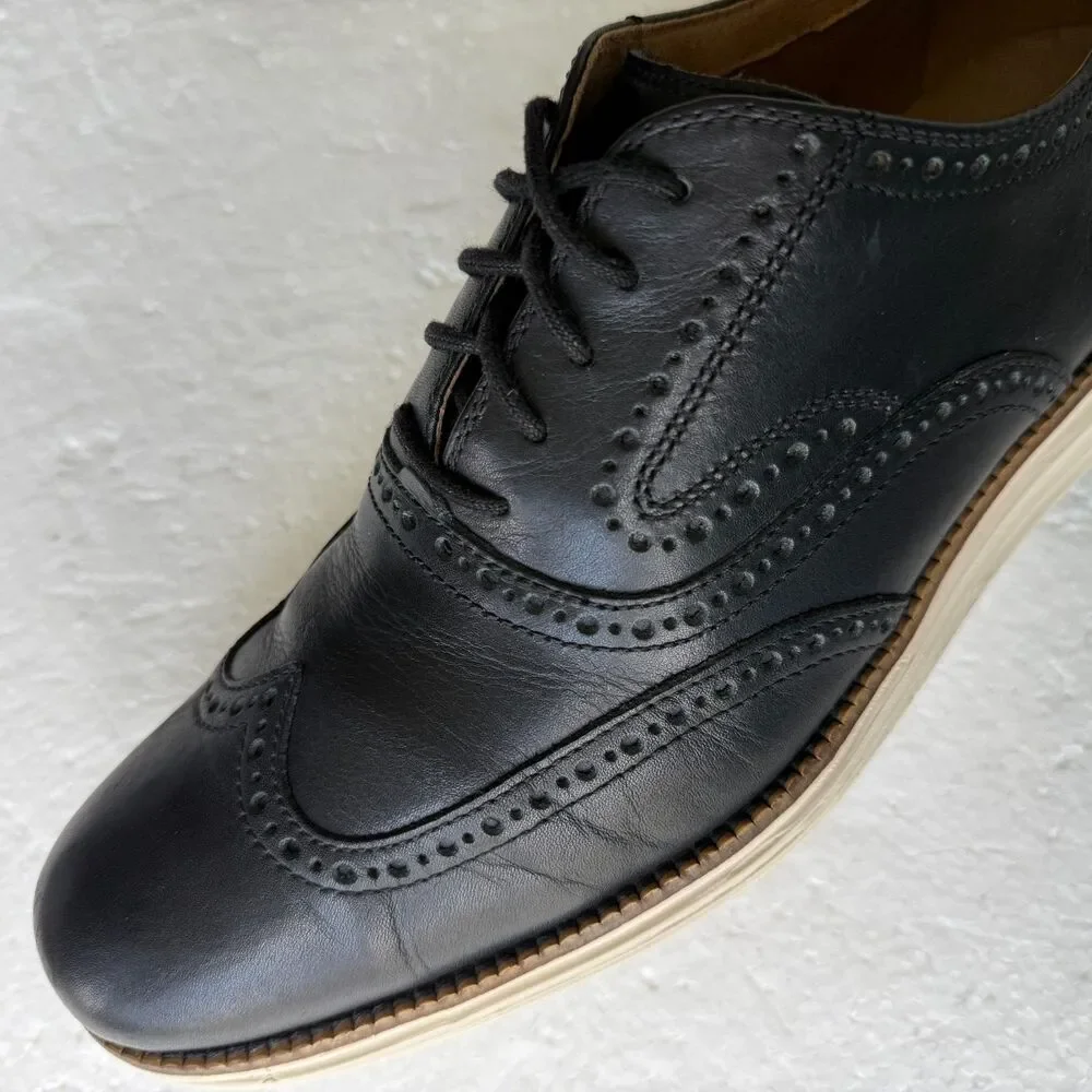 Cole Haan Original Grand Men's C21130 Wingtip Oxford Black Leather Shoe 10.5M